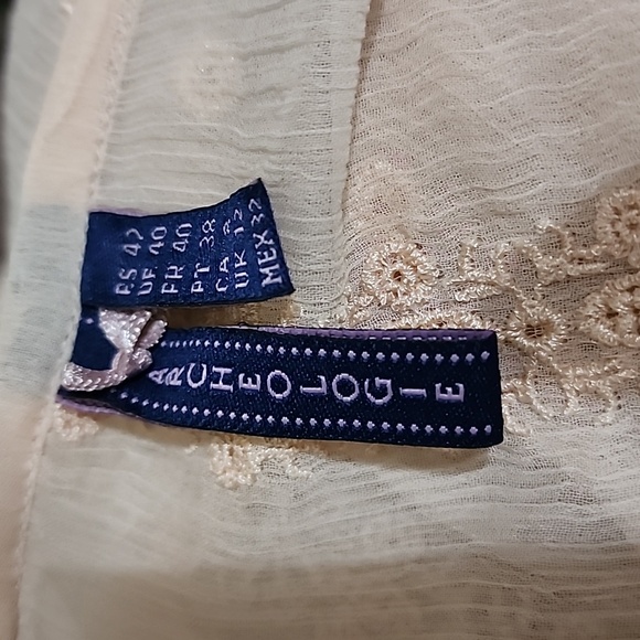 "ARCHEOLOGIE" PEACH SHEER EMBROIDERED MAXI TUNIC TOP SZ UK 12 (US 8) - Picture 9 of 10